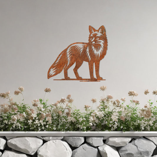 Majestic Fox Metal Wall Art - Elegant Garden Decor Gift for Her