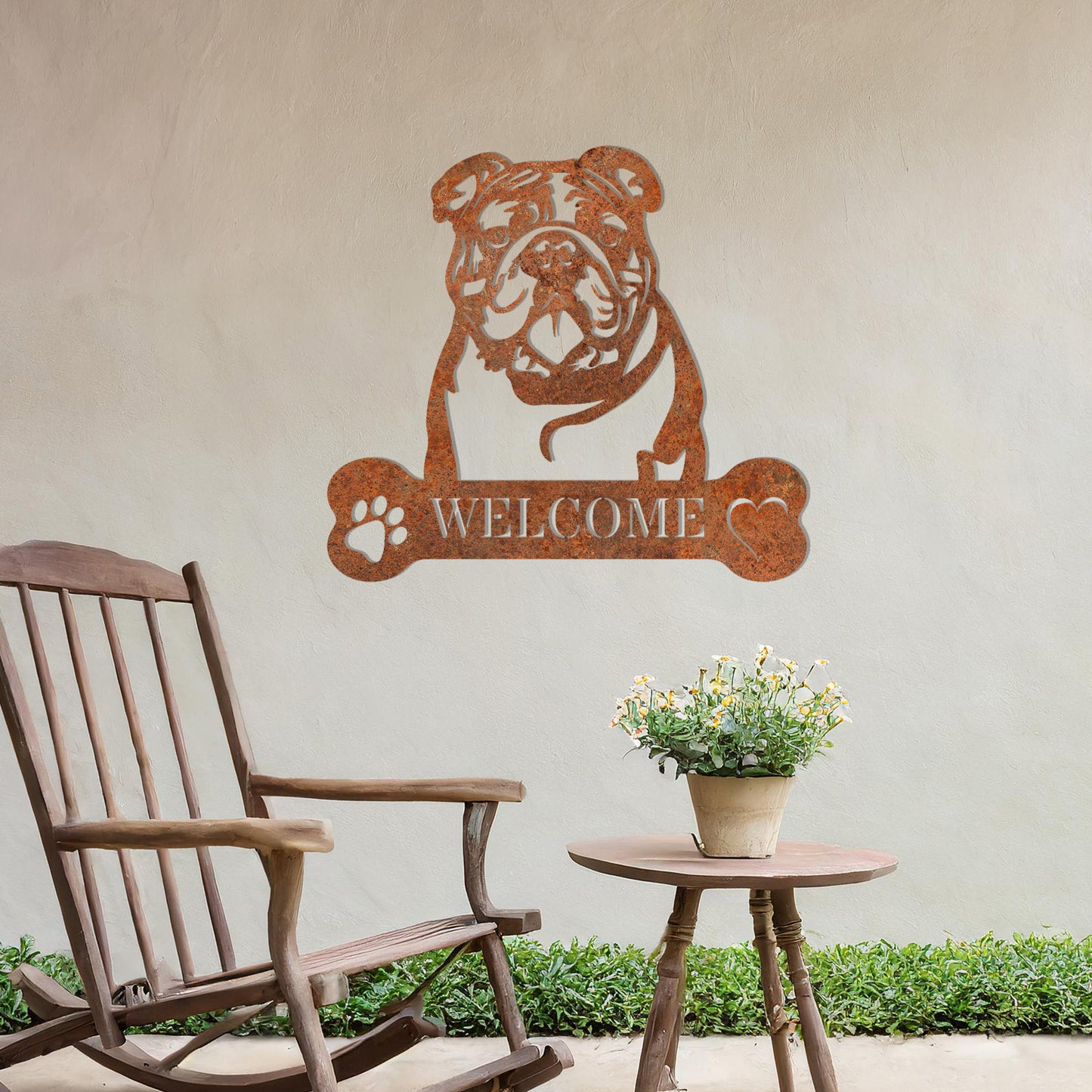 Bulldog Metal Sign - Dog Welcome Wall Art Gift Decor