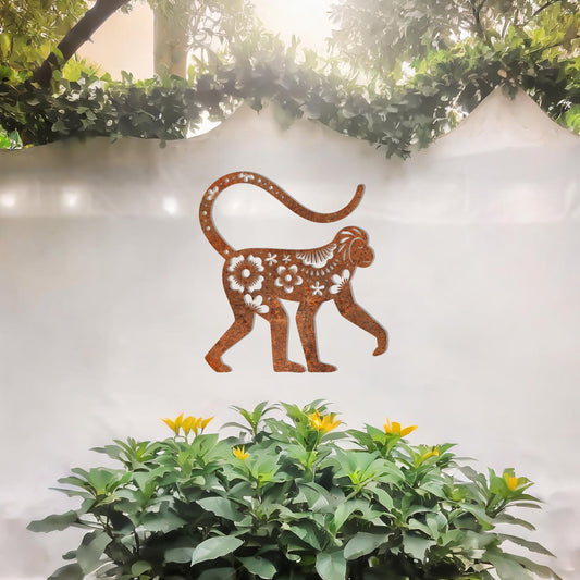 Playful Monkey Metal Wall Art - Vibrant Gift for Garden and Indoor Decor