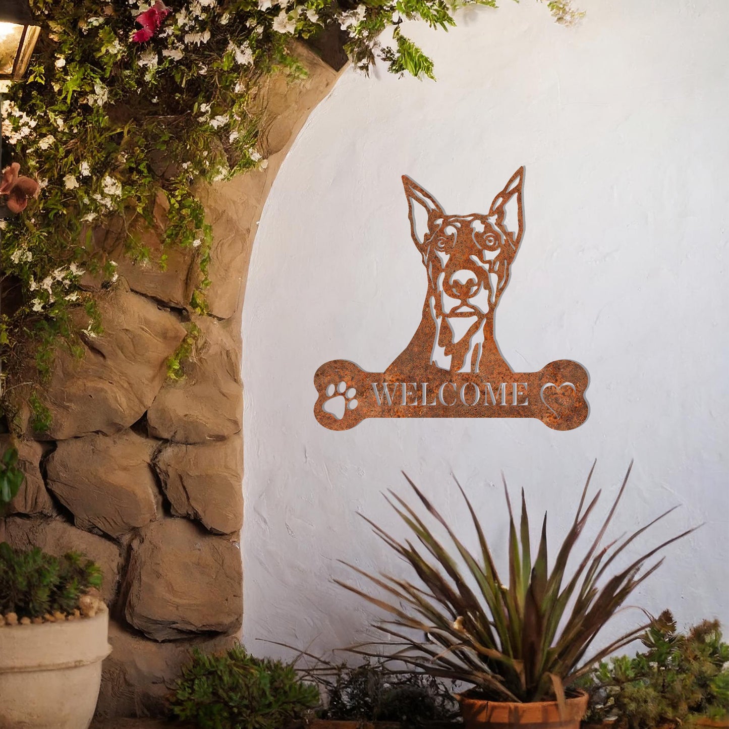 Doberman Metal Wall Sign - Dog Welcome Wall Art Gift Decor