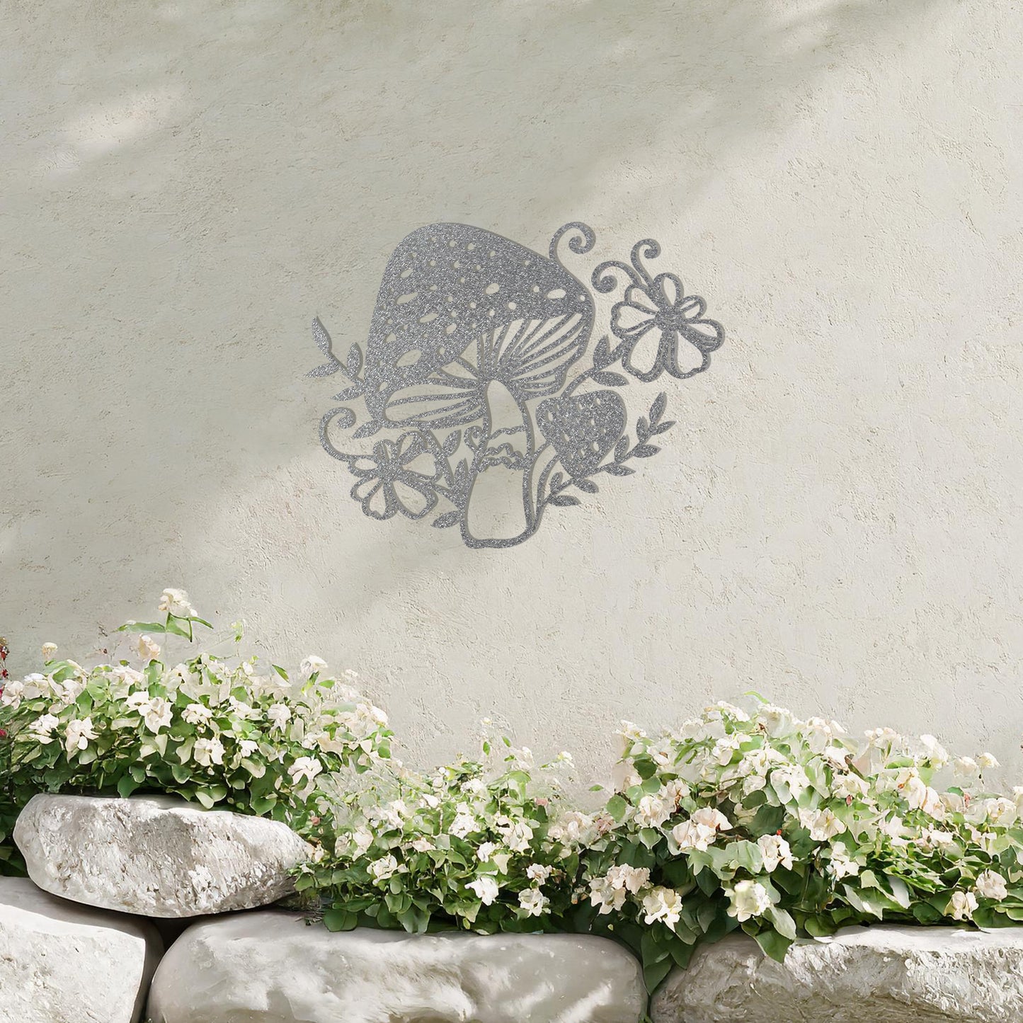 Mushroom and Floral Metal Garden Wall Art - Perfect Gift for Outdoor Garden