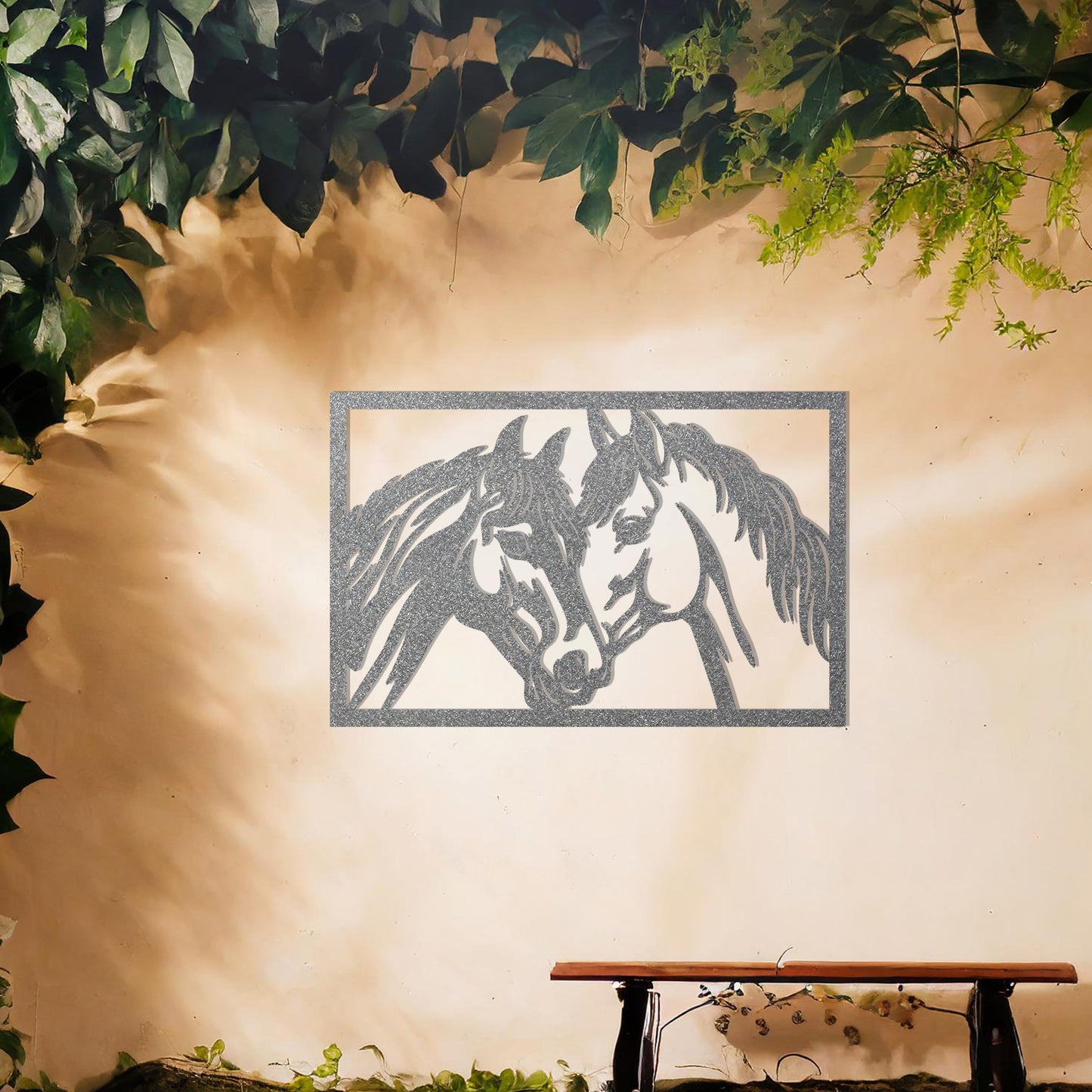 Horse Pair Metal Wall Art - Elegant Equestrian Decor Gift for Horse Lovers