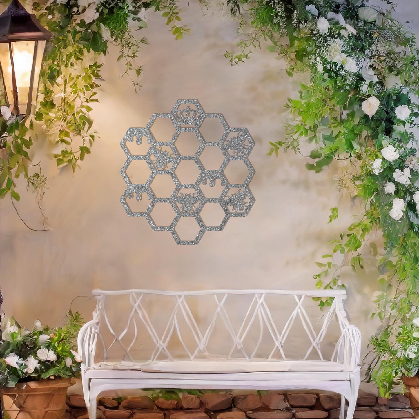 Elegant Bee and Honeycomb Metal Wall Art - Unique Gift for Home and Garden