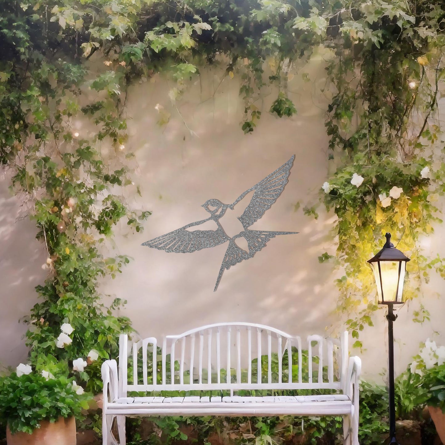 Flying Bird Metal Garden Wall Art - Elegant Outdoor and Indoor Decor Gift