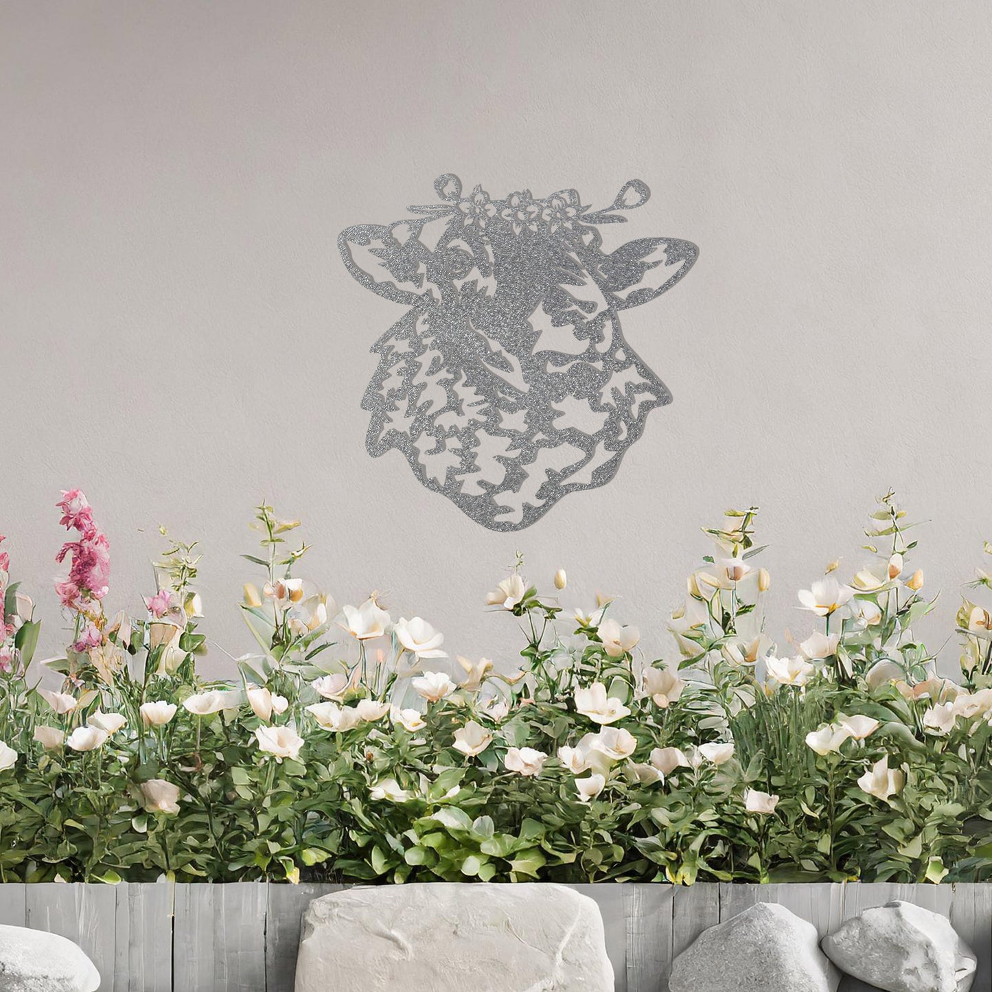 Floral Sheep Head Metal Wall Art - Charming Farmhouse Decor Gift