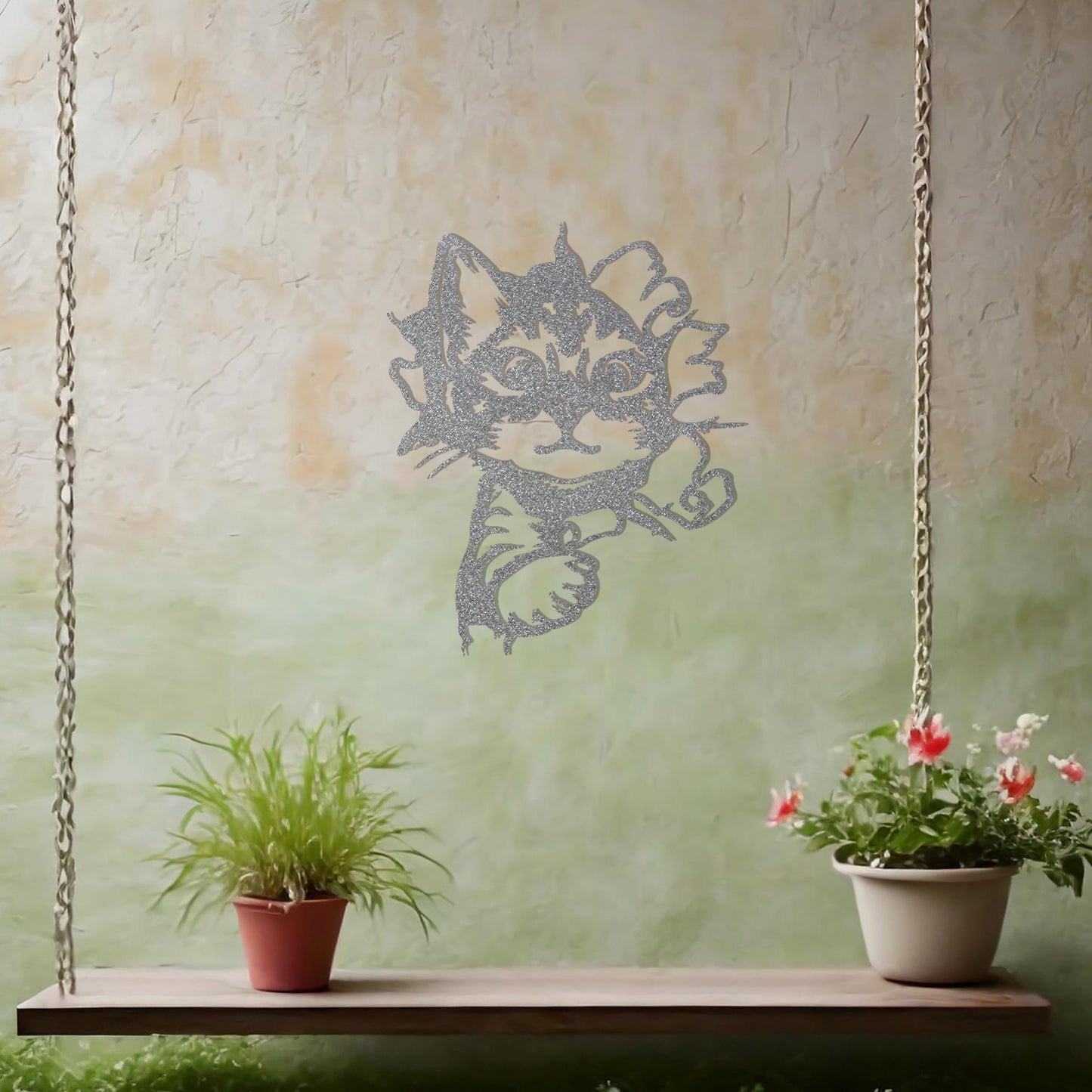 Curious Kitten Coming Out from The Wall Effect - Metal Wall Art - Perfect Gift for Cat Lovers