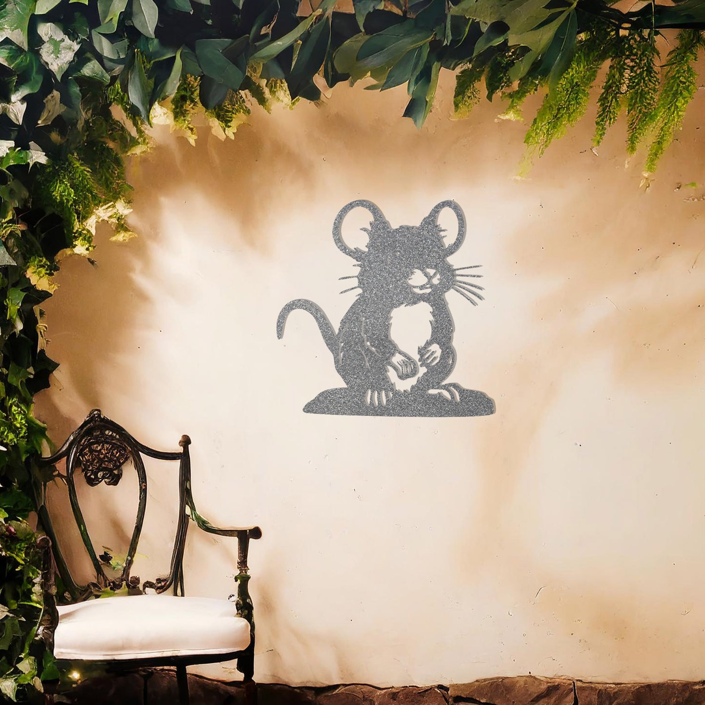 Adorable Mouse Metal Wall Art - Whimsical Garden Decor Gift for Mom