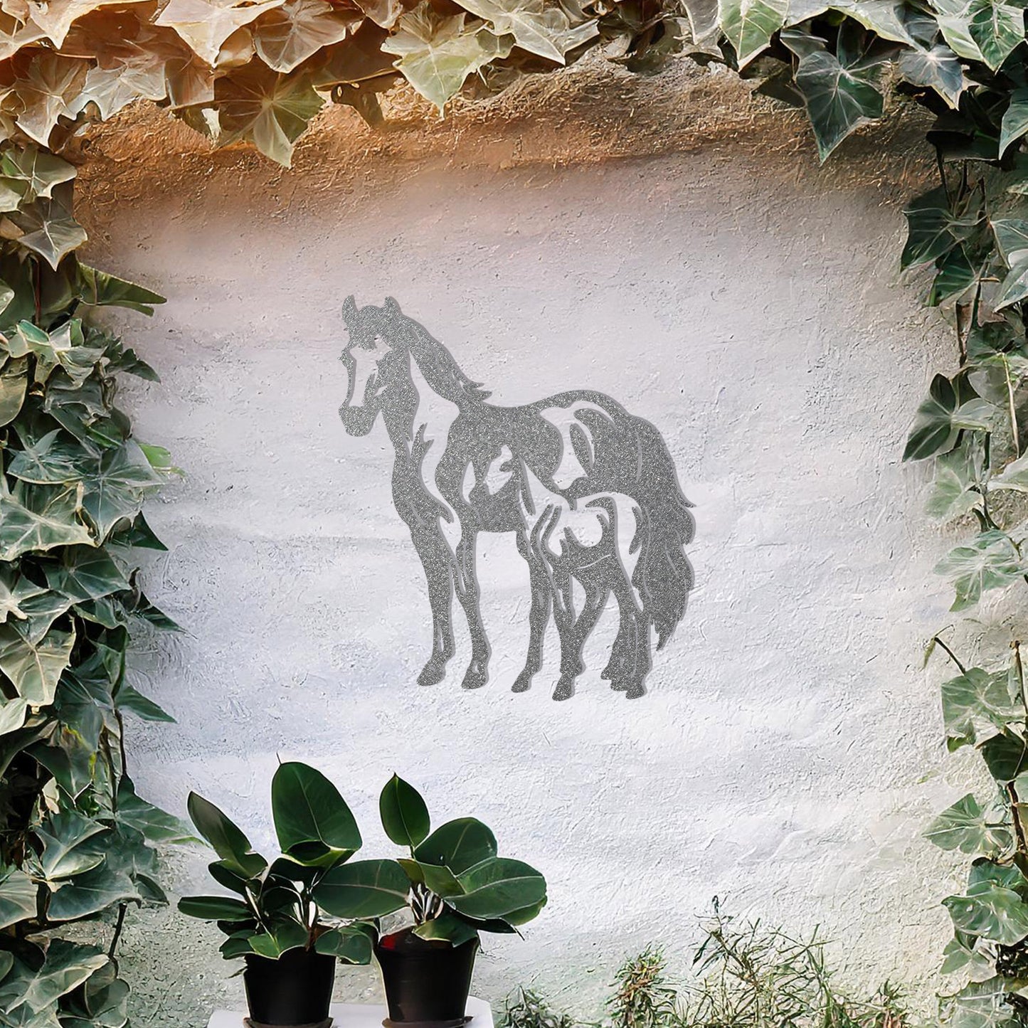 Horse and Foal Metal Wall Art - Elegant Farmhouse Decor Gift