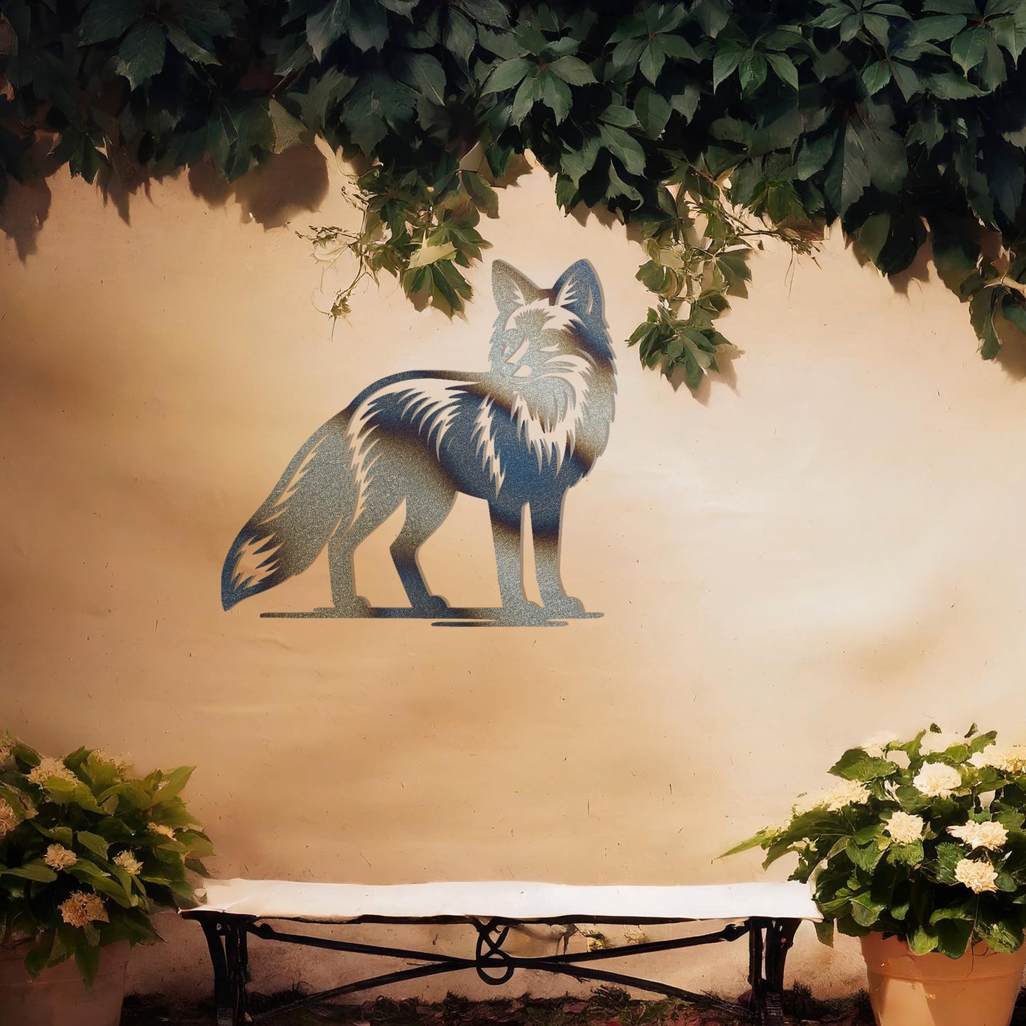 Majestic Fox Metal Wall Art - Elegant Garden Decor Gift for Her