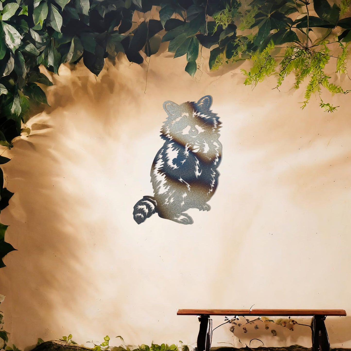 Adorable Raccoon Metal Wall Art - Whimsical Garden Decor Gift