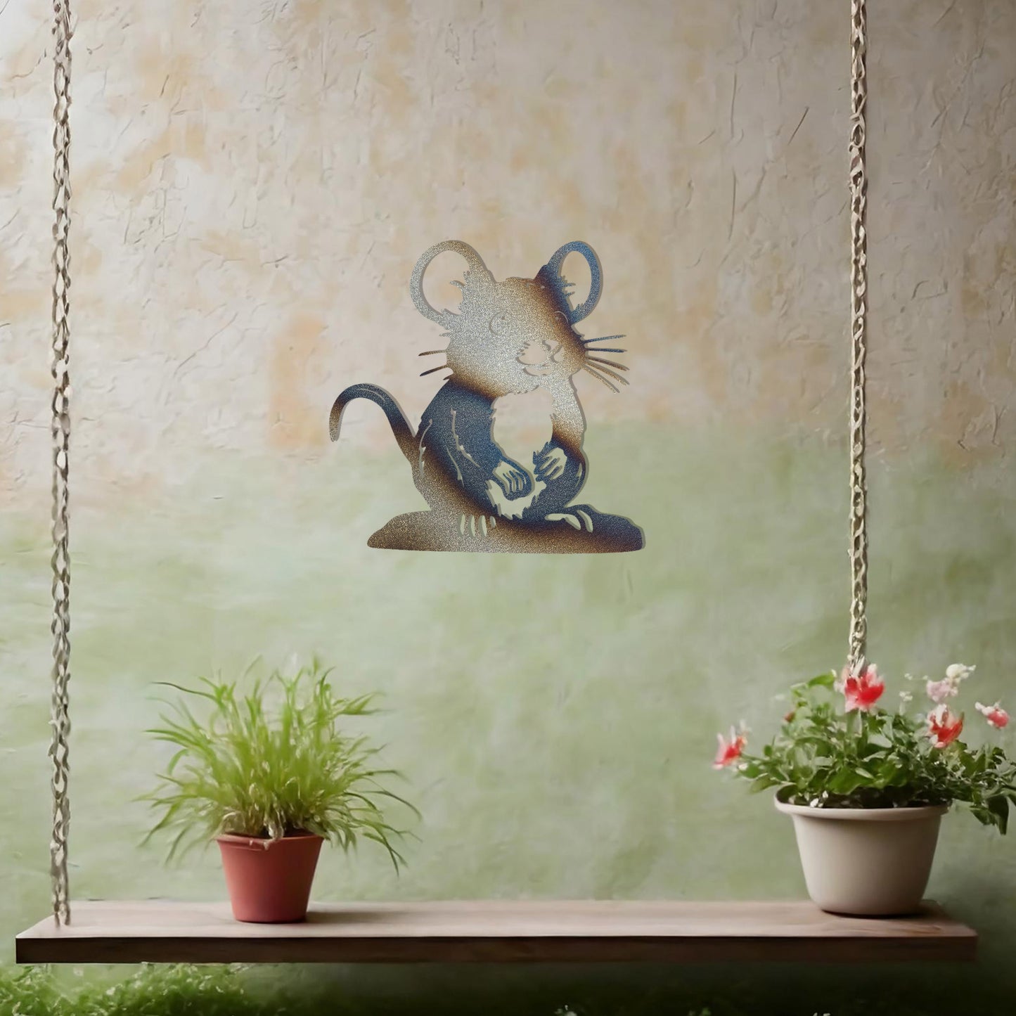 Adorable Mouse Metal Wall Art - Whimsical Garden Decor Gift for Mom