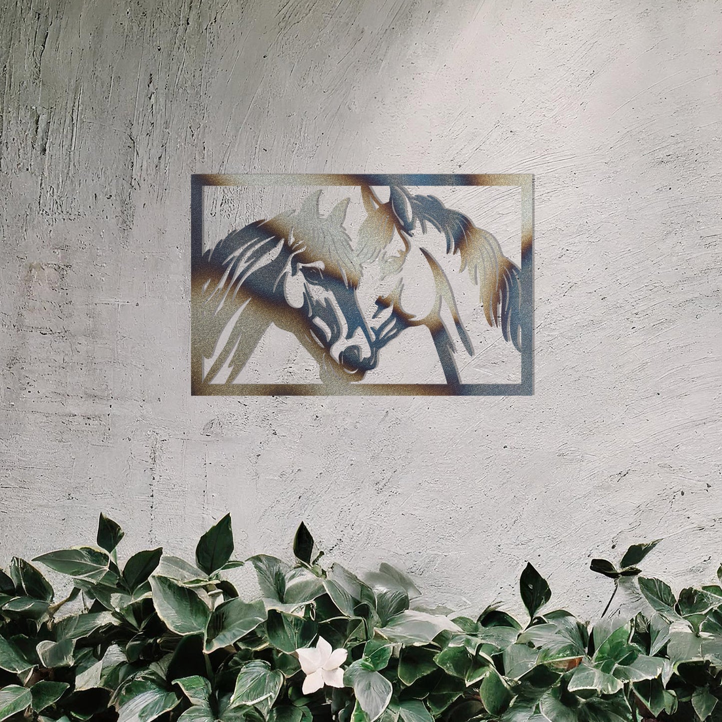 Horse Pair Metal Wall Art - Elegant Equestrian Decor Gift for Horse Lovers