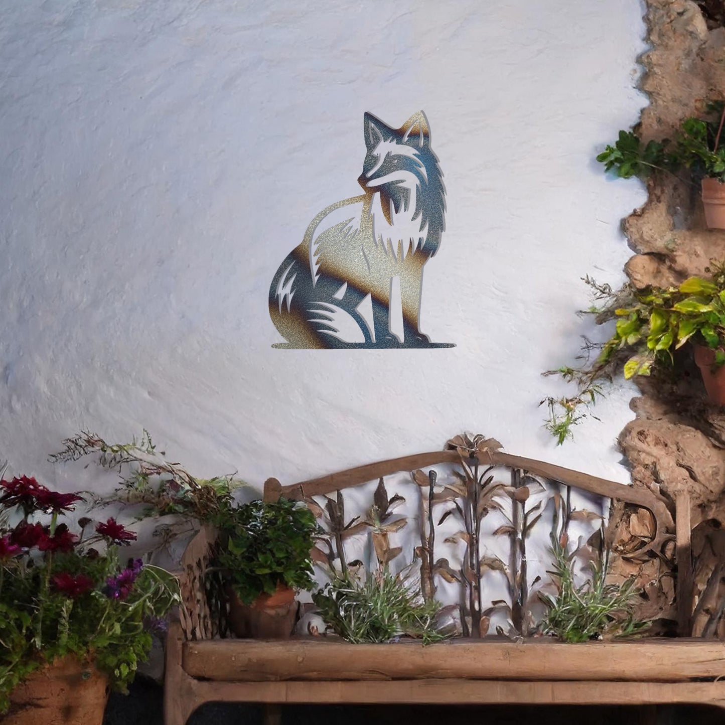 Serene Fox Metal Wall Art - Unique Gift for Garden and Home Decor