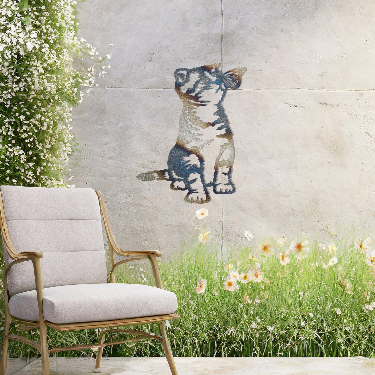 Kitten and Butterfly Metal Wall Art - Adorable Gift for Animal Lovers