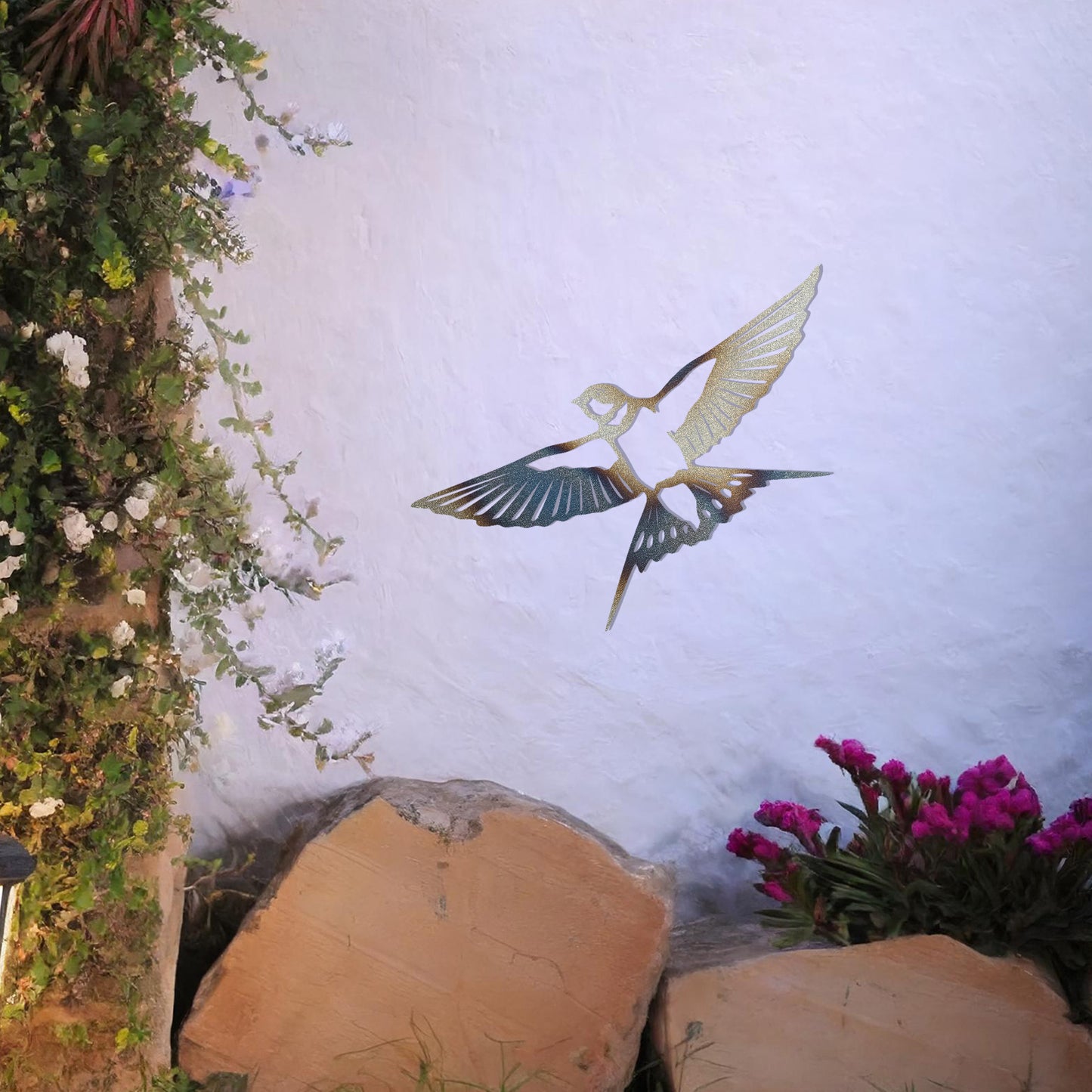 Flying Bird Metal Garden Wall Art - Elegant Outdoor and Indoor Decor Gift