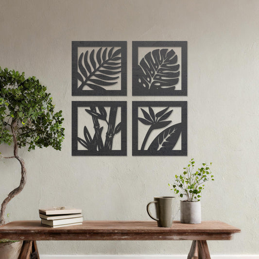 Wooden Tropical Leaves Wall Art Hanging Modern Contemporary Art