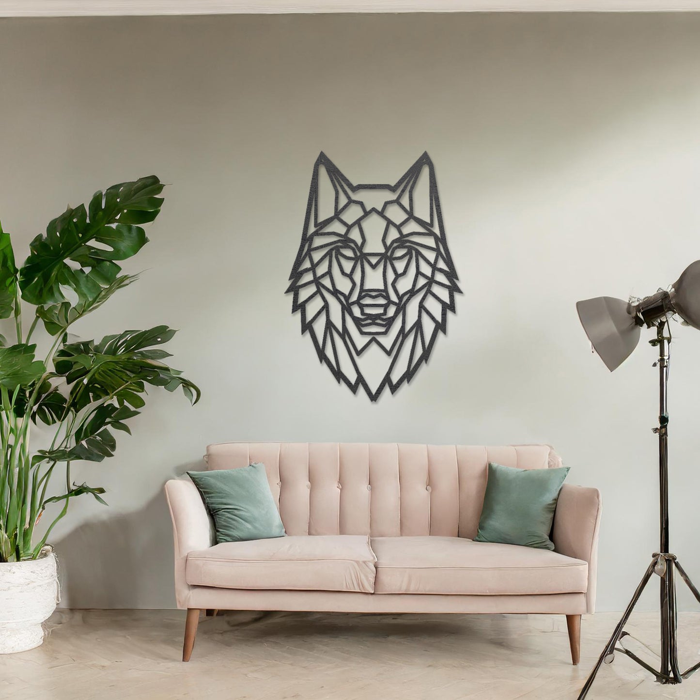 Geometric Wolf Wooden Wall Art - Abstract Animal Design, Contemporary Decor