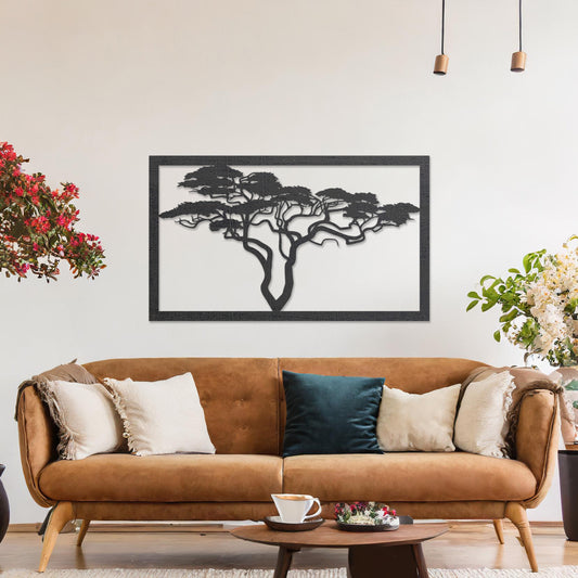 Wooden African Tree Wall Art Contemporary Living Room Hanging Decor