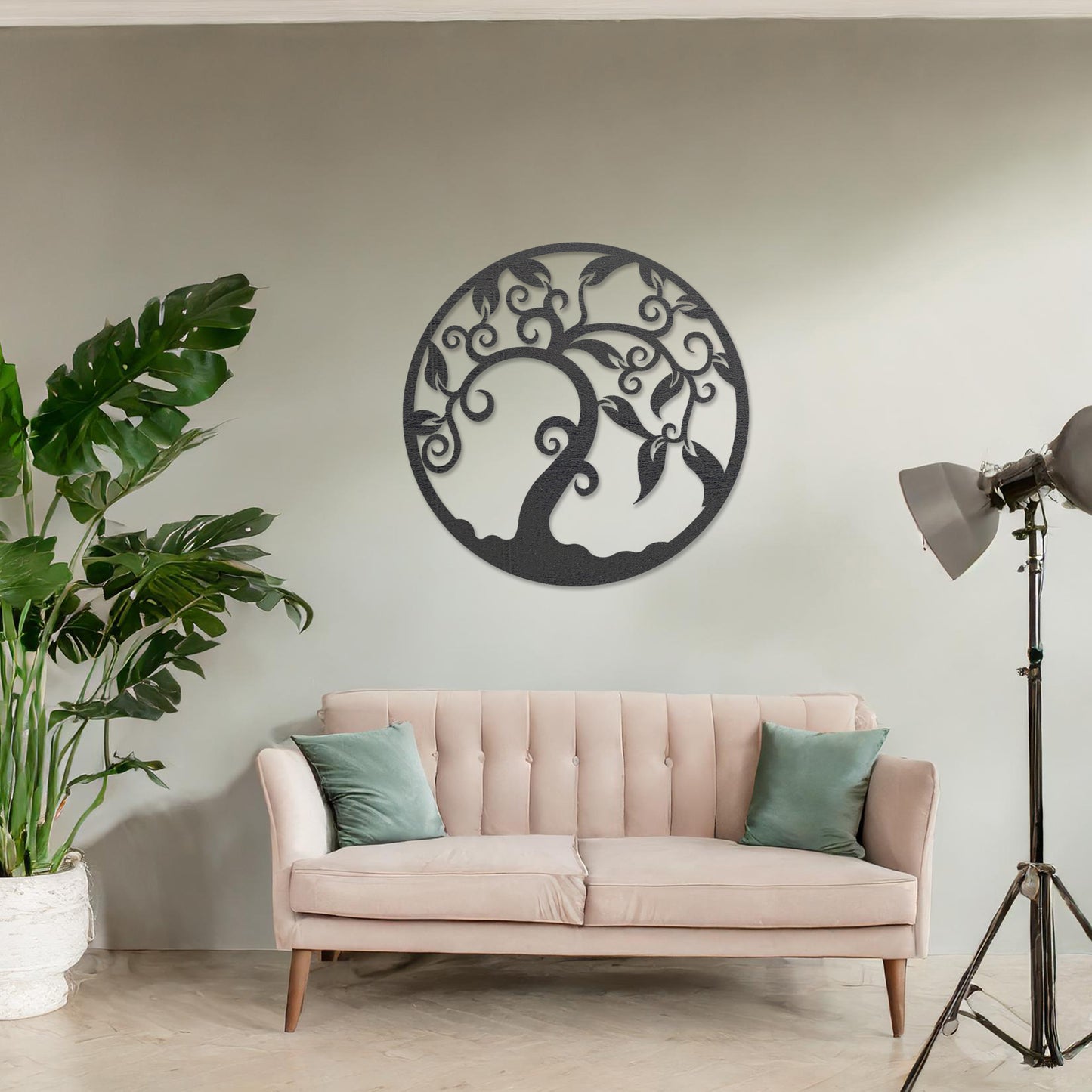 Wooden Tree of Life Wall Art Round Hanging Contemporary Living Room Art