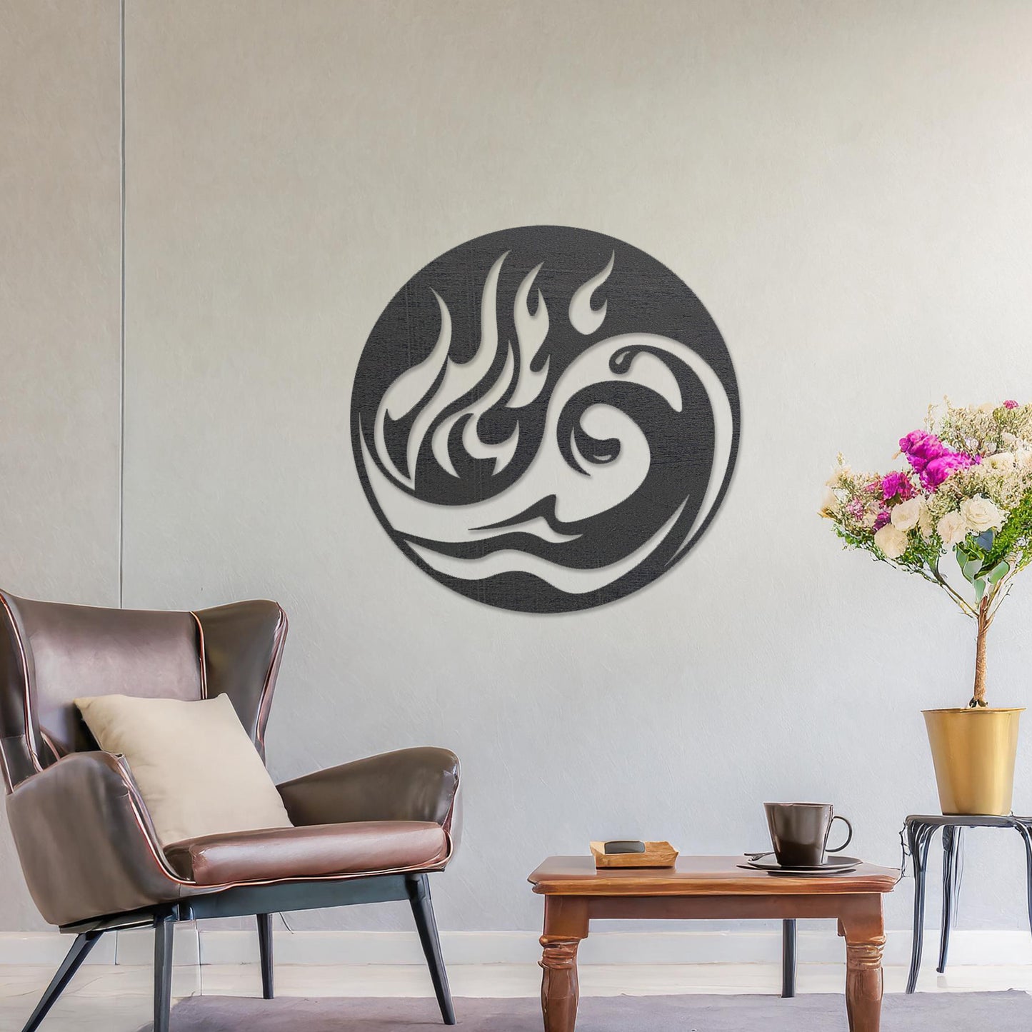 Wooden Yin Yang Wall Art Hanging Living Room Decoration Home Interior Design