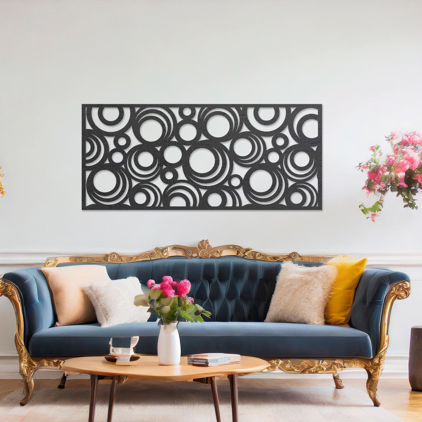 Contemporary Abstract Wooden Circles Wall Art - Modern Round Wall Decor