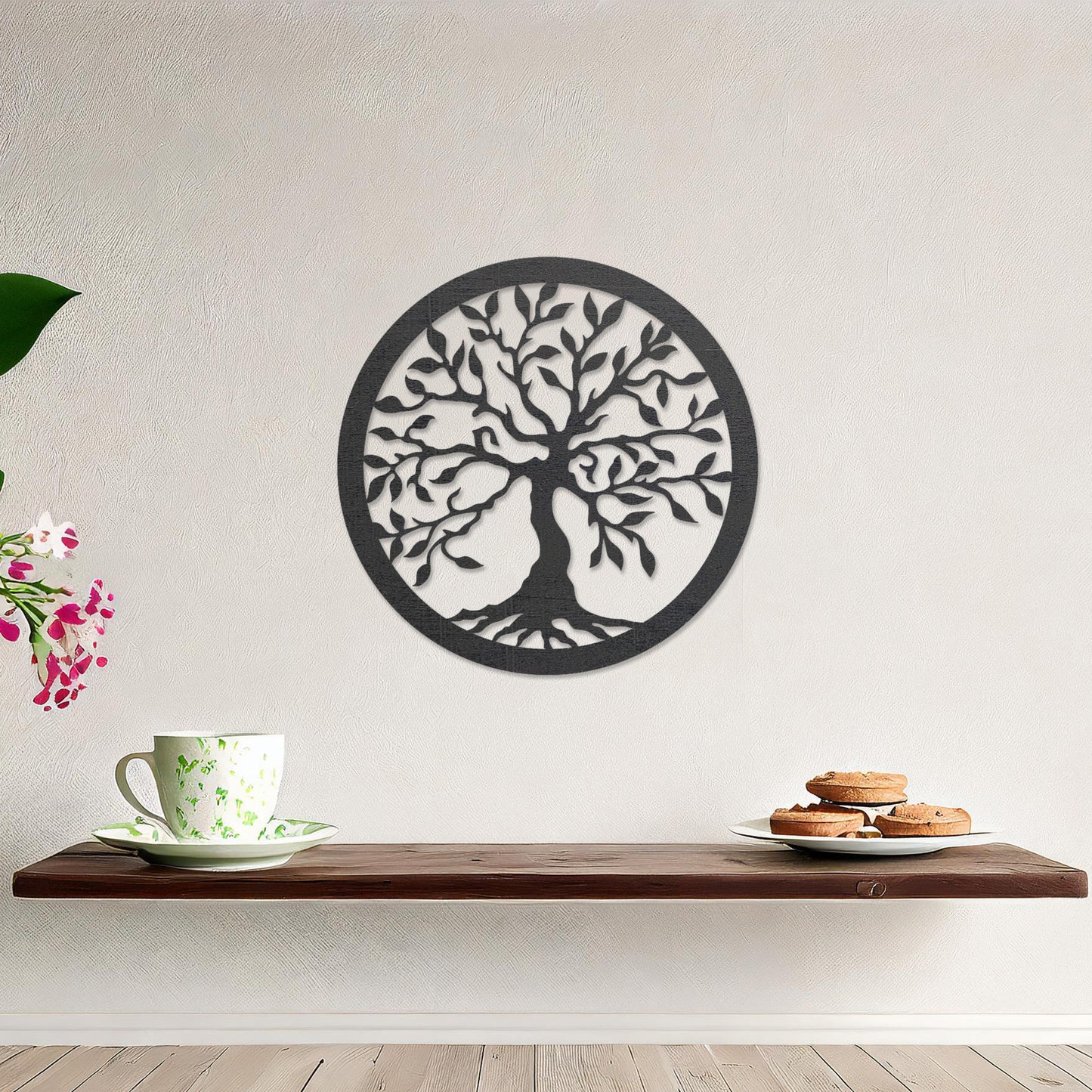 Tree of Life Wooden Wall Art Round Family Tree Wooden Wall Decoration Art