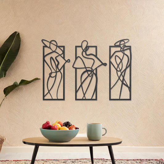 Wooden Women Sculpture Wall Art Modern Home Decoration Living Room Wall Art