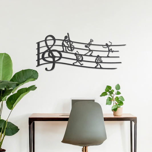 Laser Cut Musical Notes Wooden Wall Art - Unique Treble Clef Design