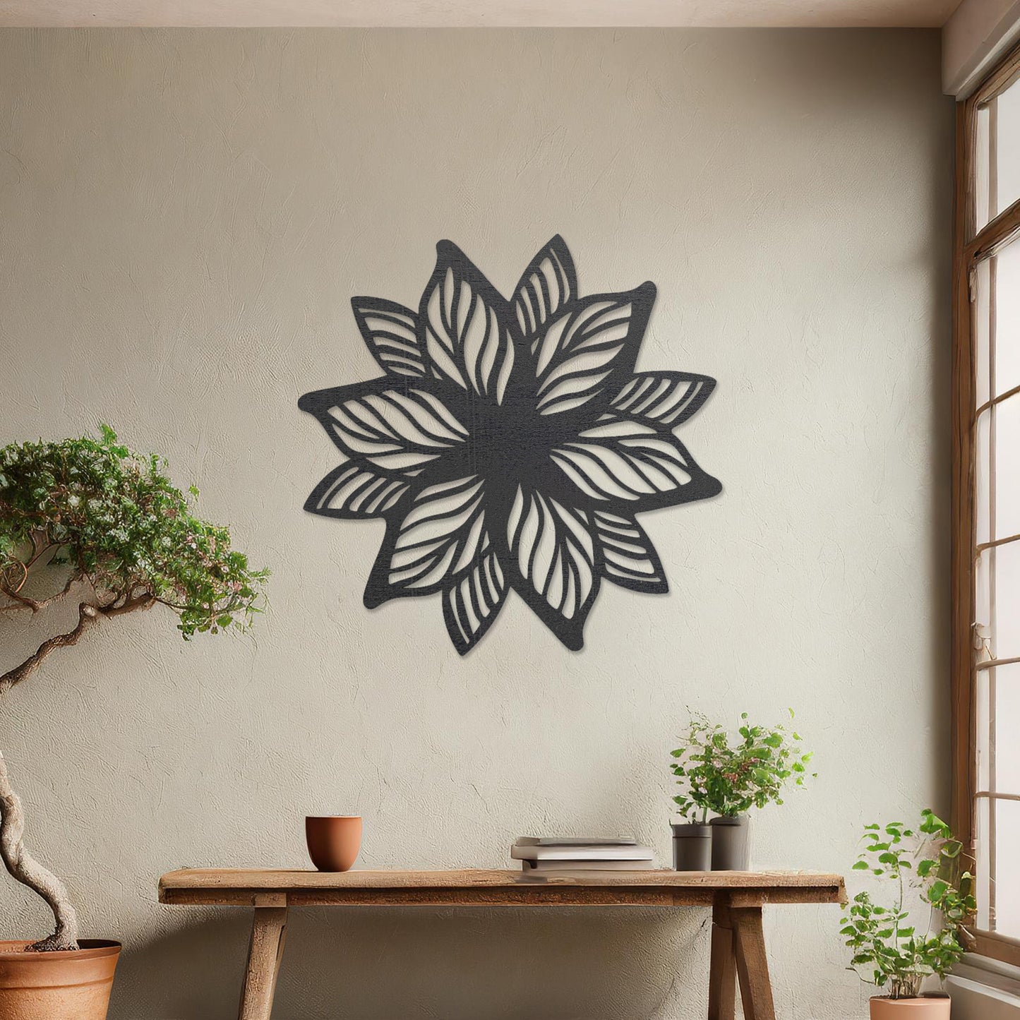 Mandala Flower Wooden Wall Hanging Art - Exquisite Intricate Petal Design