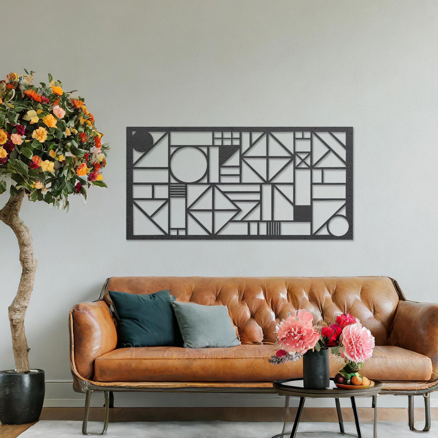 Wooden Geometric Wall Art Modern Contemporary Hanging Decor for Living Room