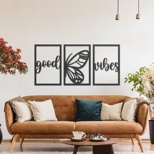 Butterfly Wooden Panels - Uplifting 3 Piece Hanging Wall Art Set, Inspirational Art