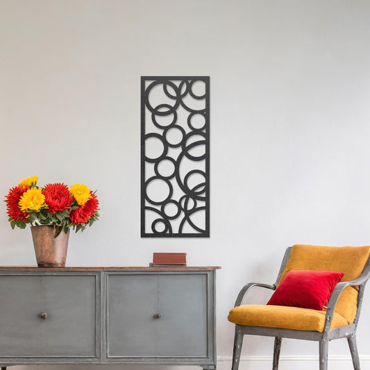 Modern Geometric Circles Wooden Wall Art - Contemporary Decor Panel