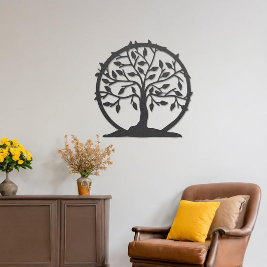 Round Tree of Life Wooden Wall Decor, Family Tree Wall Art, Modern Art