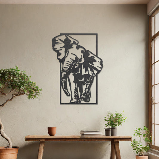 Contemporary African Elephant Wooden Wall Art - Handmade Wall Decor