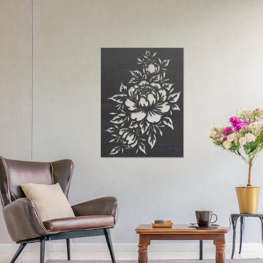 Elegant Peony Wooden Wall Art - Modern Floral Design and Unique Gift for Mom