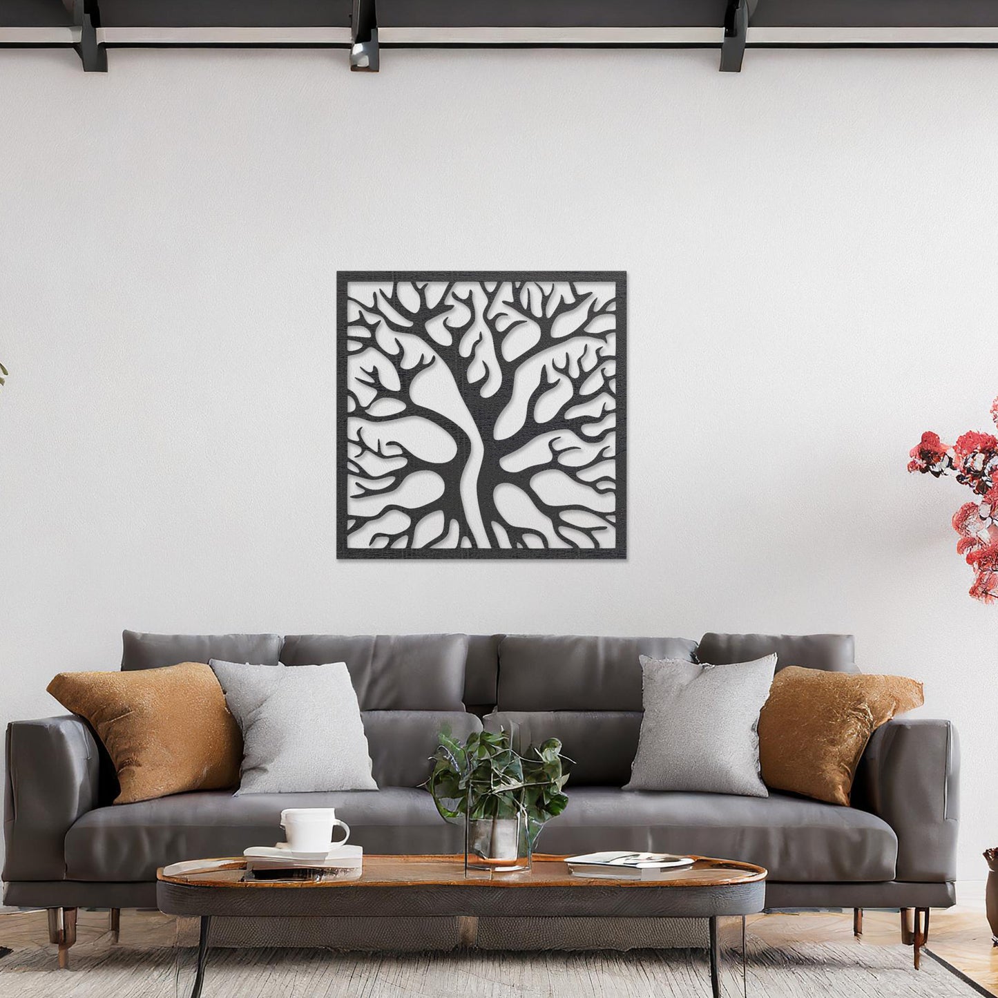 Bold Abstract Tree Branches Wooden Wall Art - Modern Forest Wall Panel