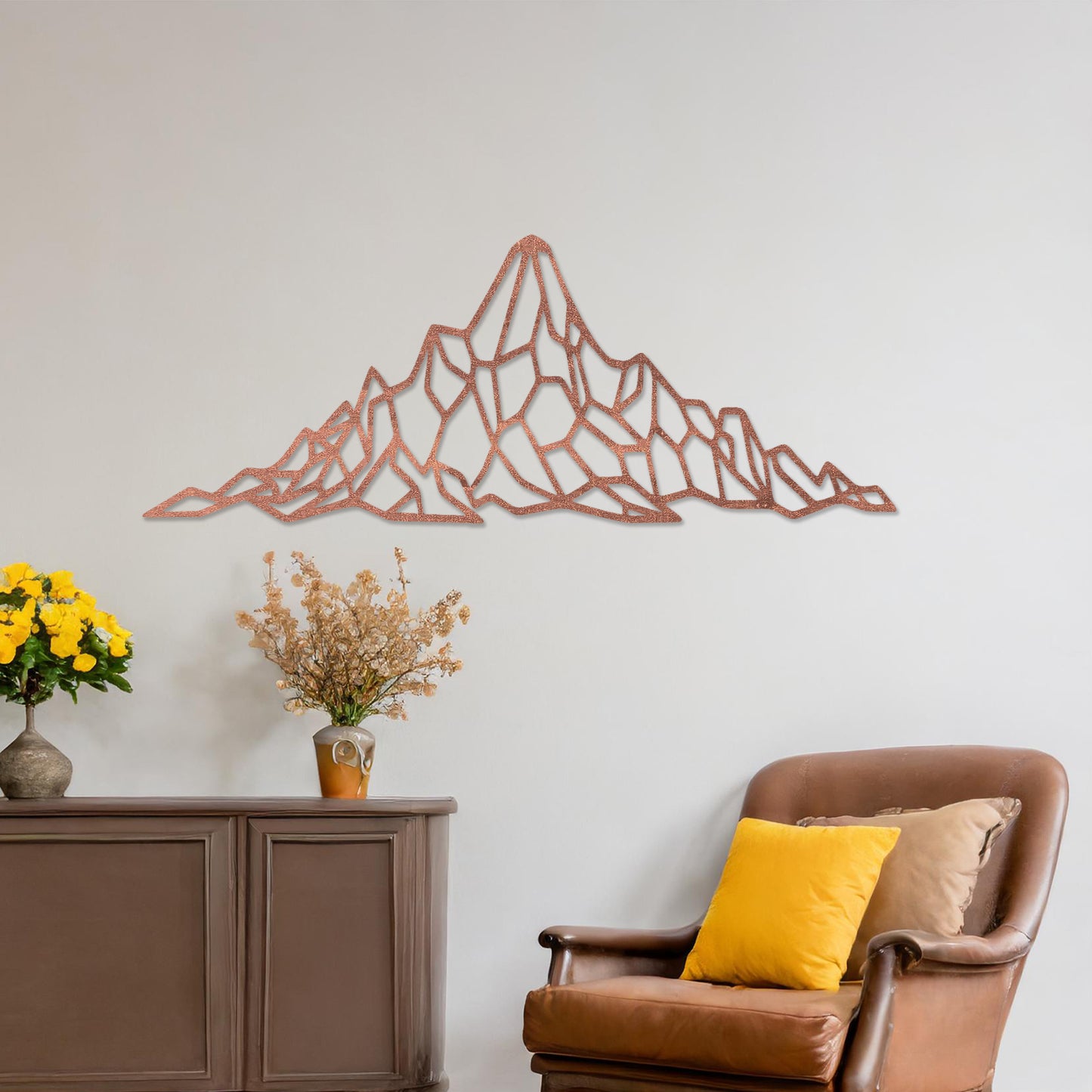 Geometric Mountain Wood Art - Contemporary Wooden Wall Hanging Home Decor