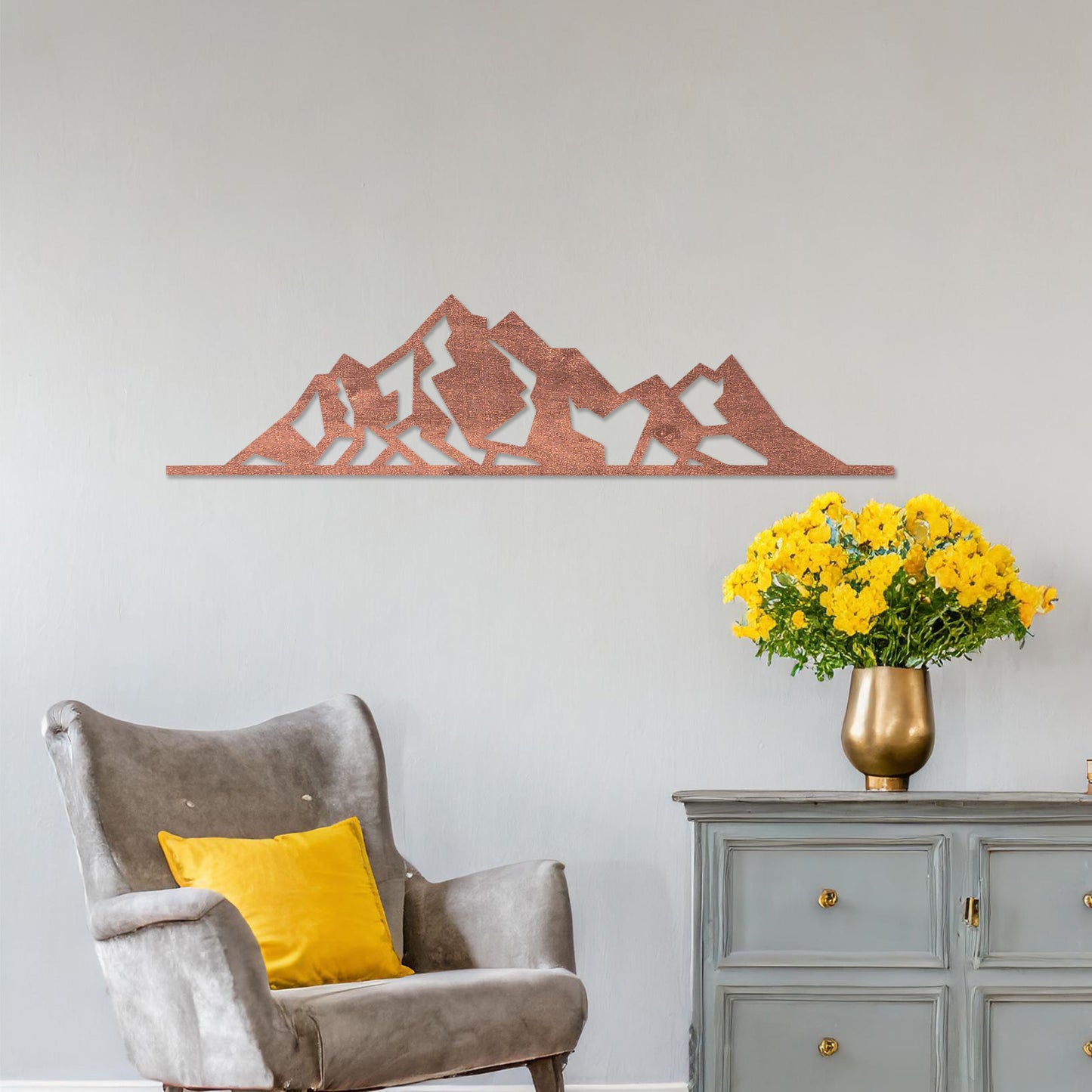 Minimalist Mountain Range Wooden Wall Art - Geometric Alpine Room Decor