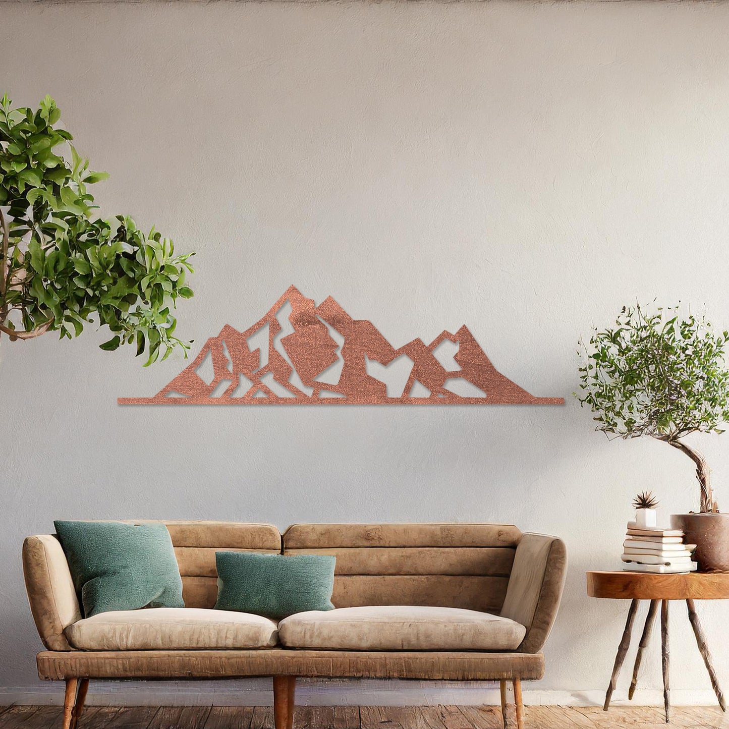 Sleek Mountain Range Wood Art - Abstract 3D Silhouette Design, Modern Art