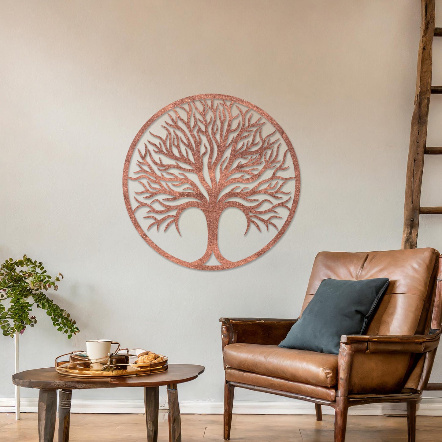 Circular Tree of Life Wooden Wall Sculpture - Rustic Elegance Wall Art