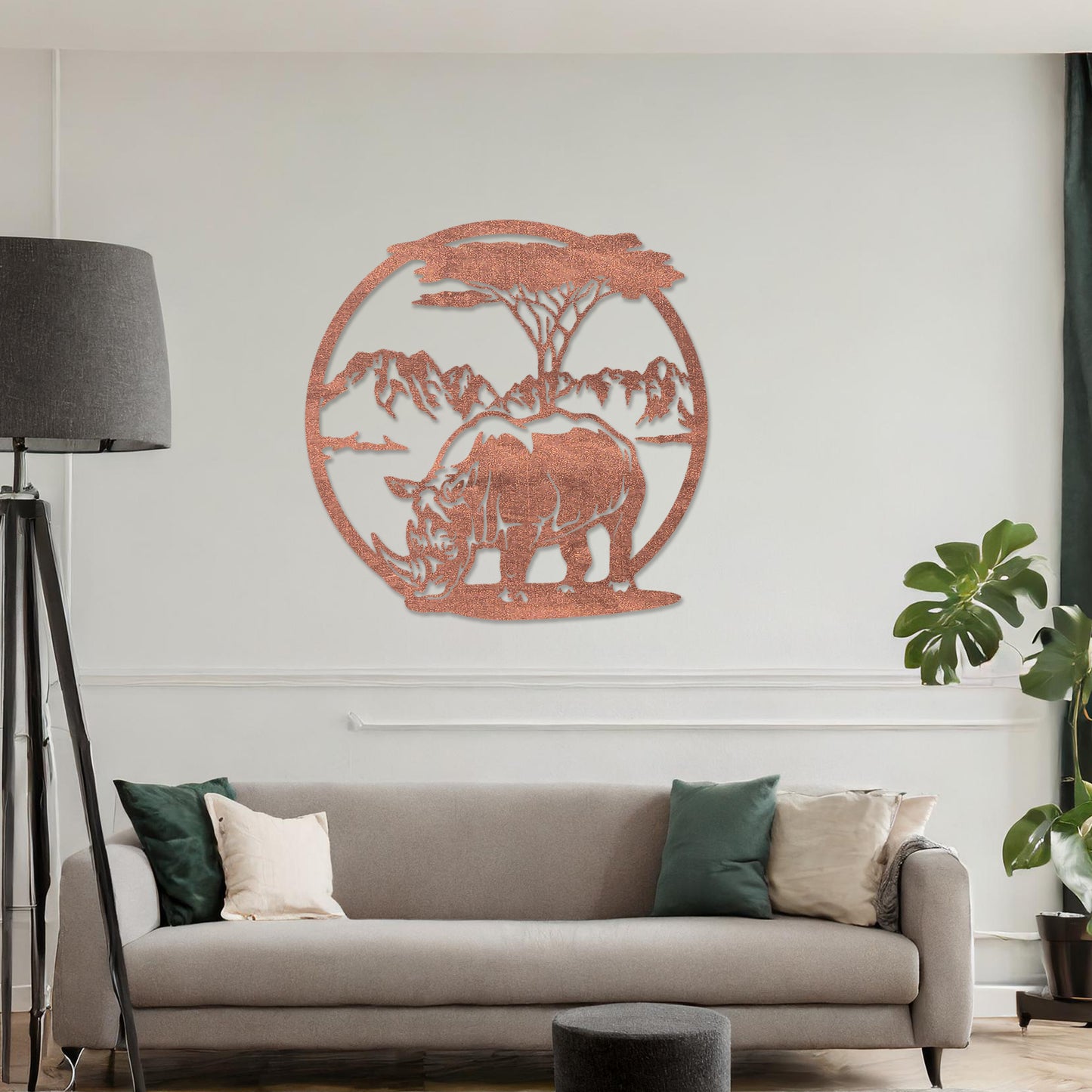 Wooden Rhino Wall Art Hanging Modern Contemporary Wall Art for Living Room