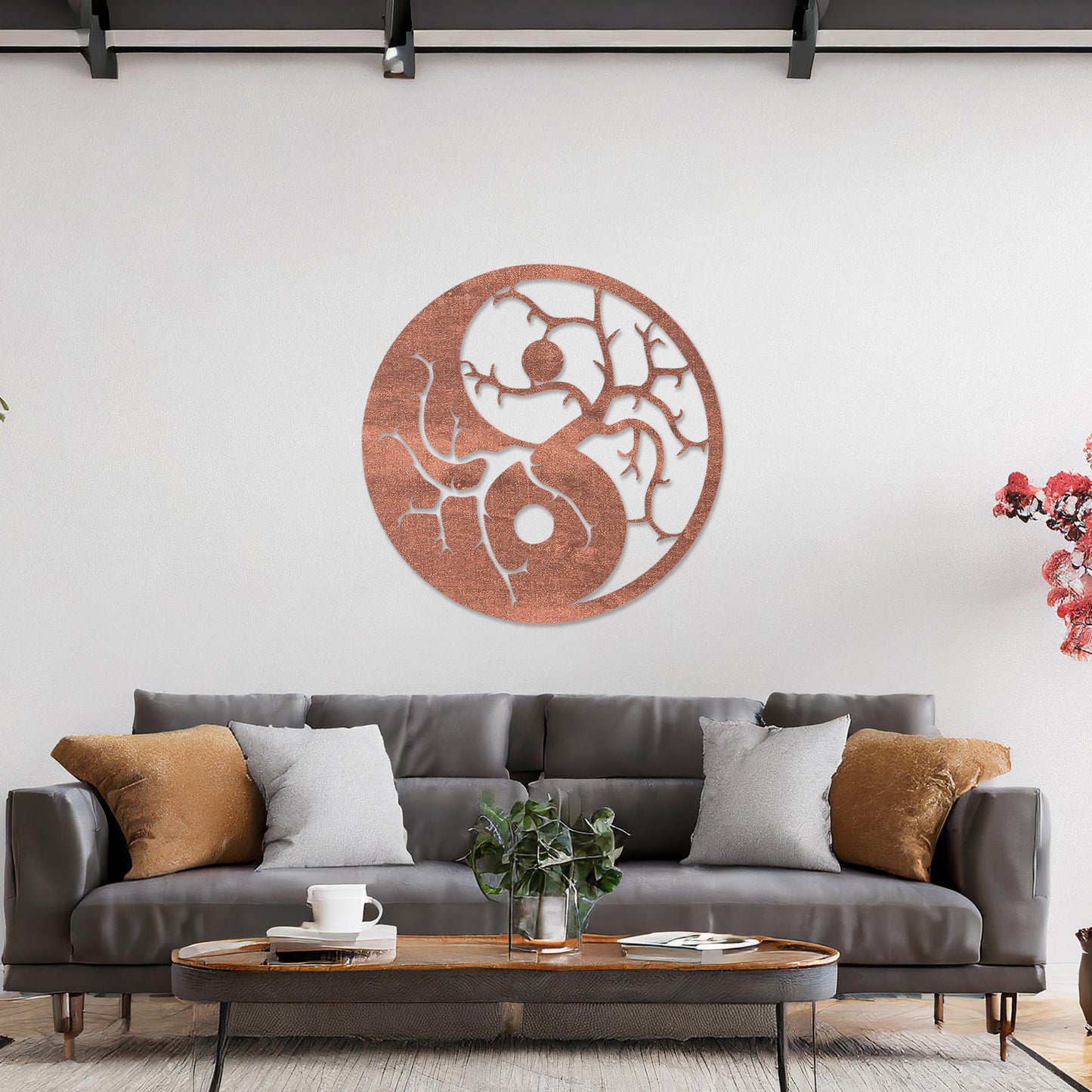 Yin Yang Tree of Life Circular Wooden Wall Art - Yoga Studio Decor