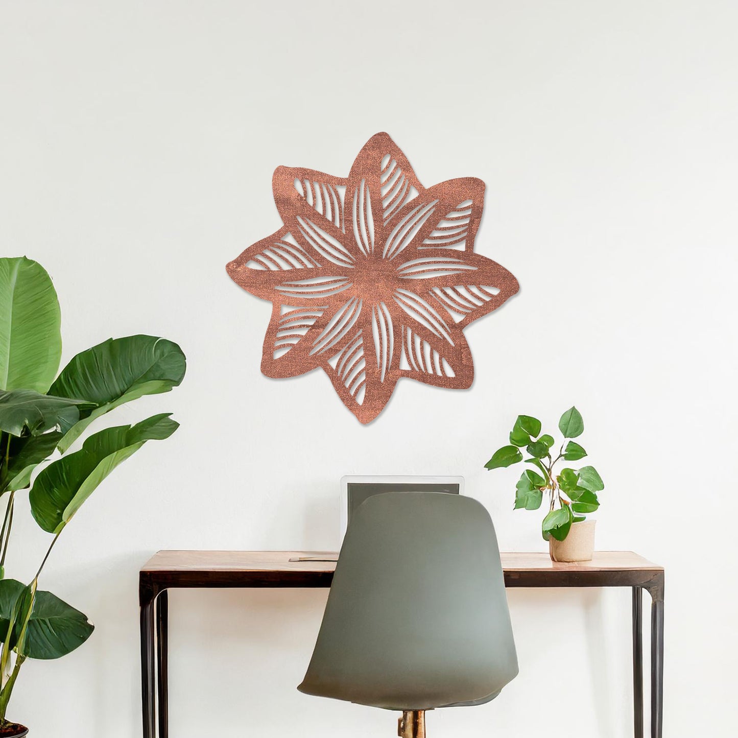 Artisanal Mandala Wooden Wall Hanging Art - Geometric Floral Design