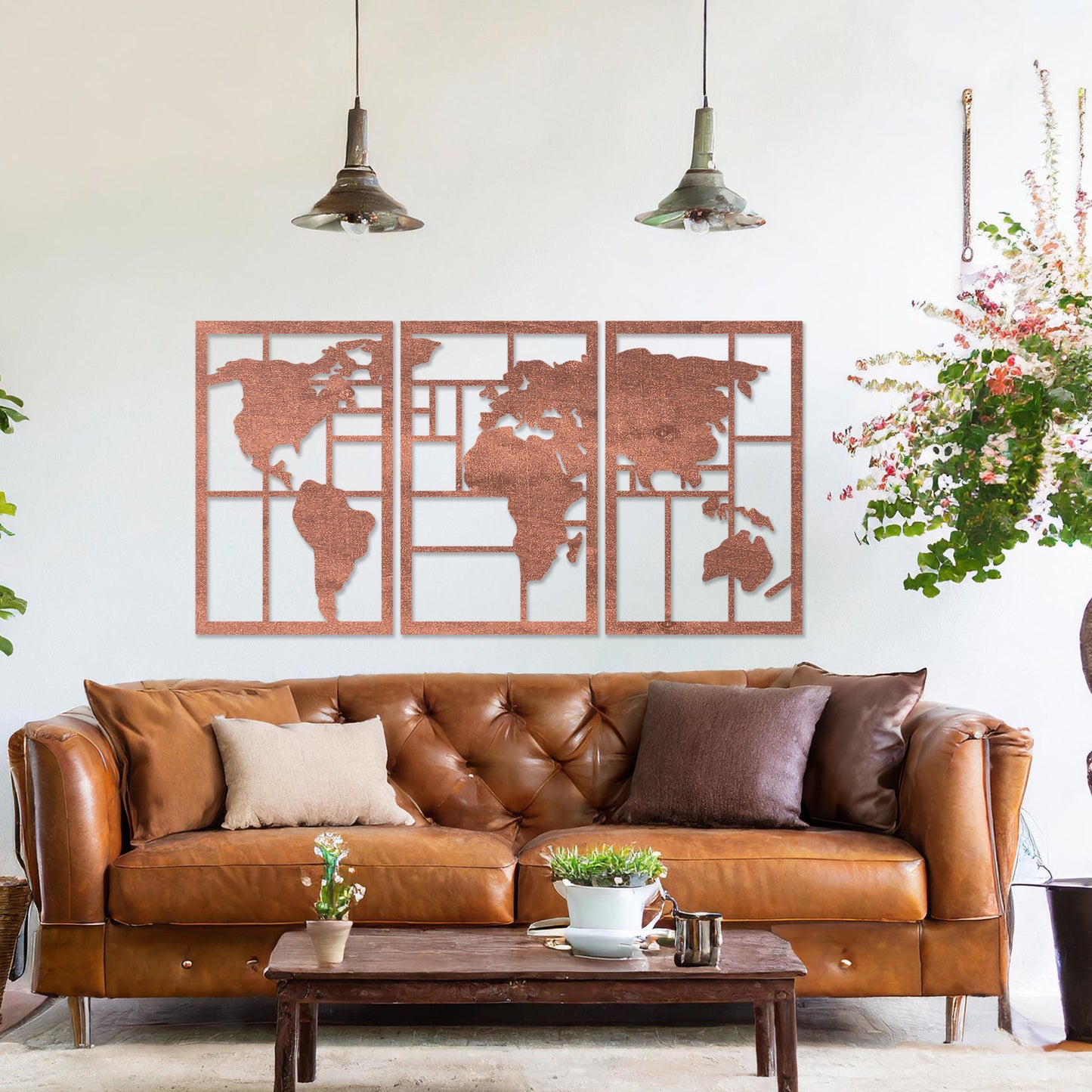 Wooden World Map Wall Art Contemporary Wall Hanging Unique Wall Art