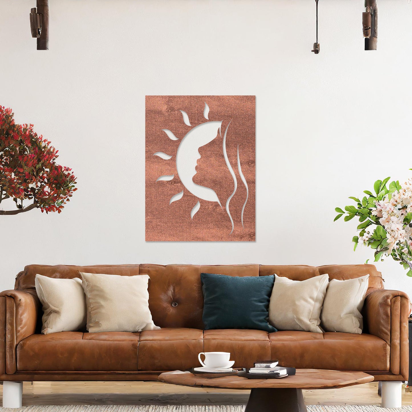 Modern Woman in Sun Wooden Wall Art - Elegant Solar Bedroom Decor