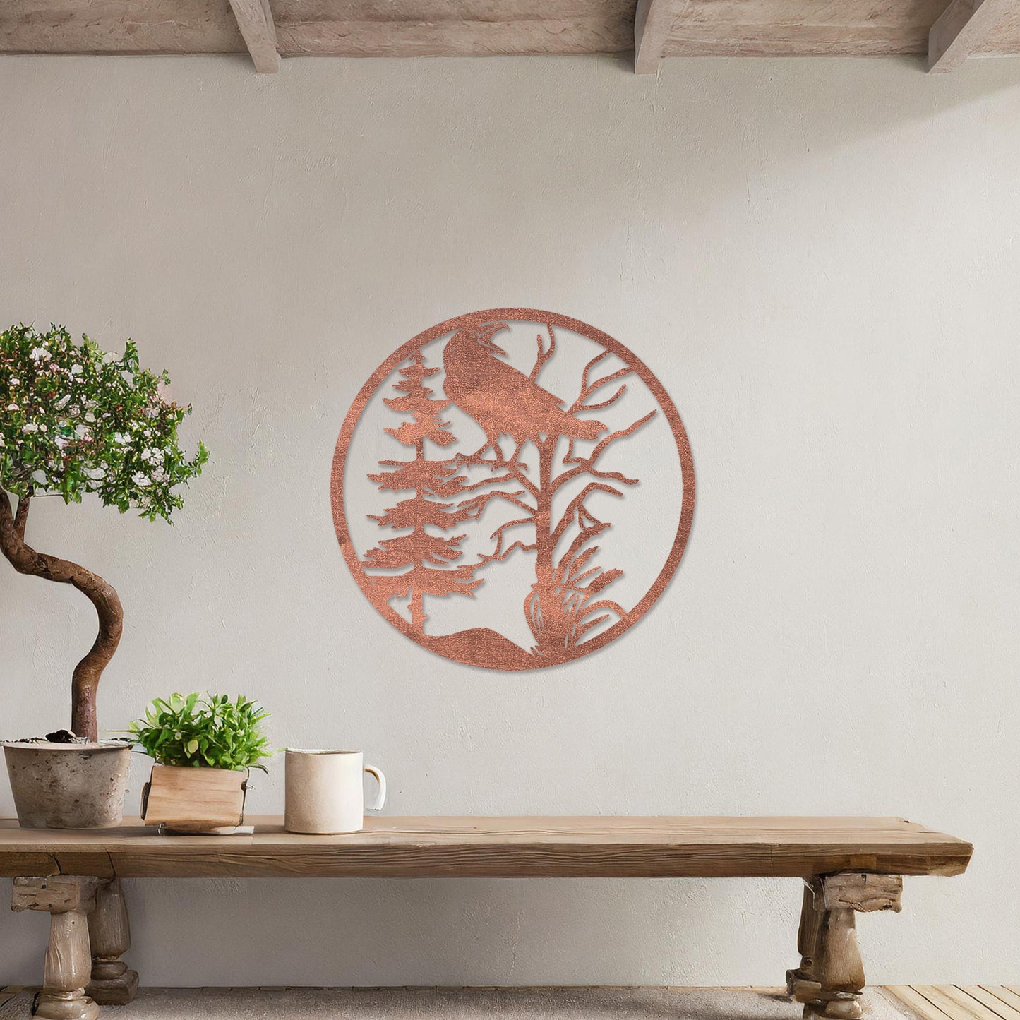 Circular Raven on Tree Wooden Wall Art - Striking and Unique Modern Art