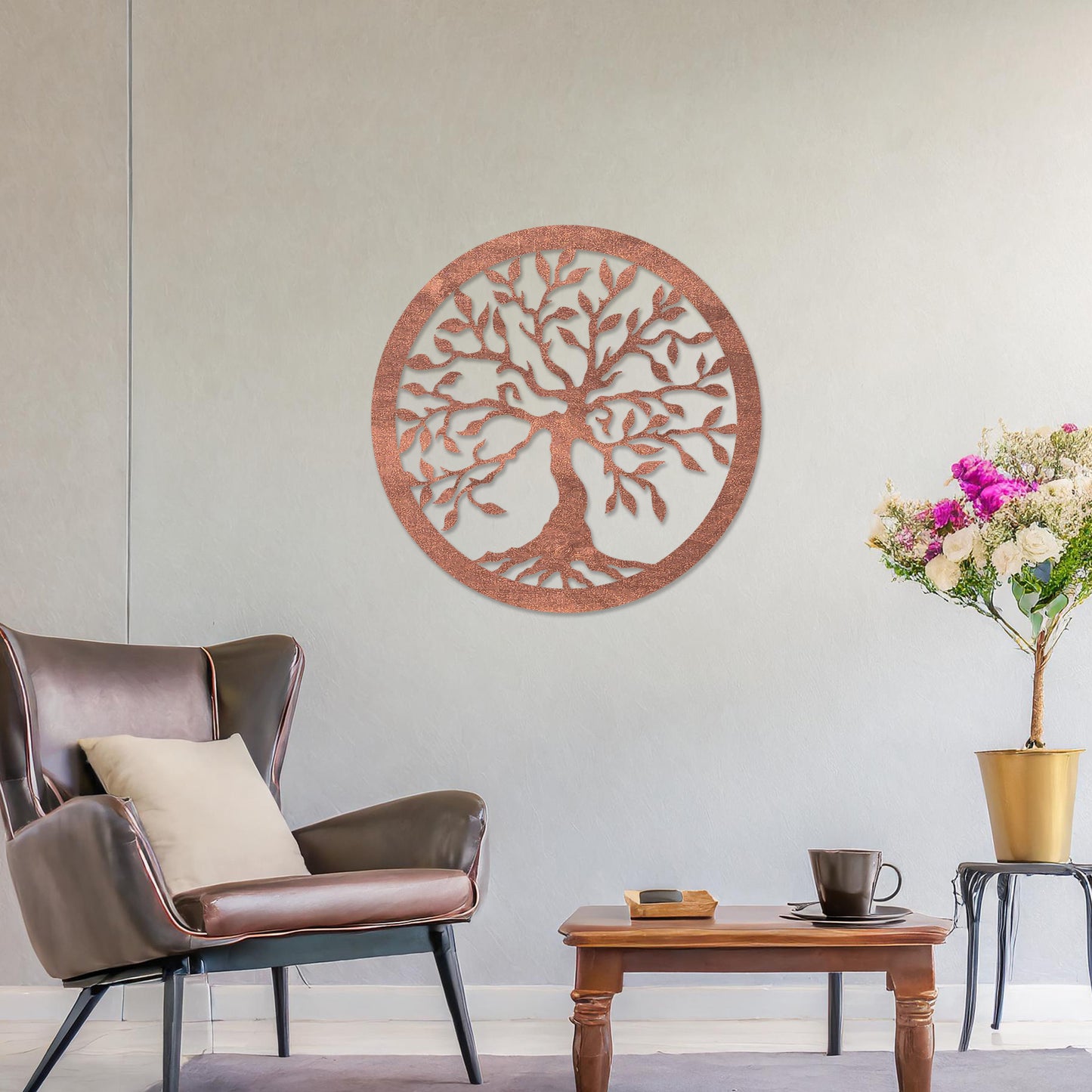 Tree of Life Wooden Wall Art Round Family Tree Wooden Wall Decoration Art