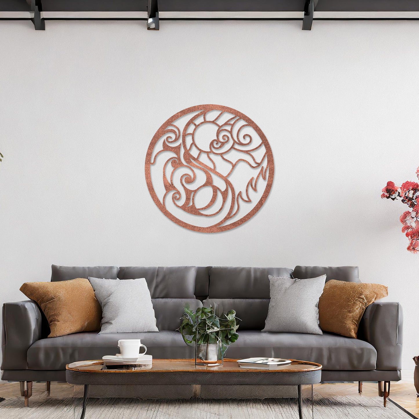 Sun and Waves Circular Swirls Wooden Wall Art - Elemental Decor