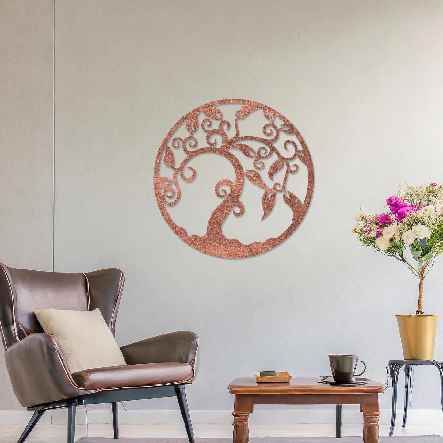 Wooden Tree of Life Wall Art Round Hanging Contemporary Living Room Art