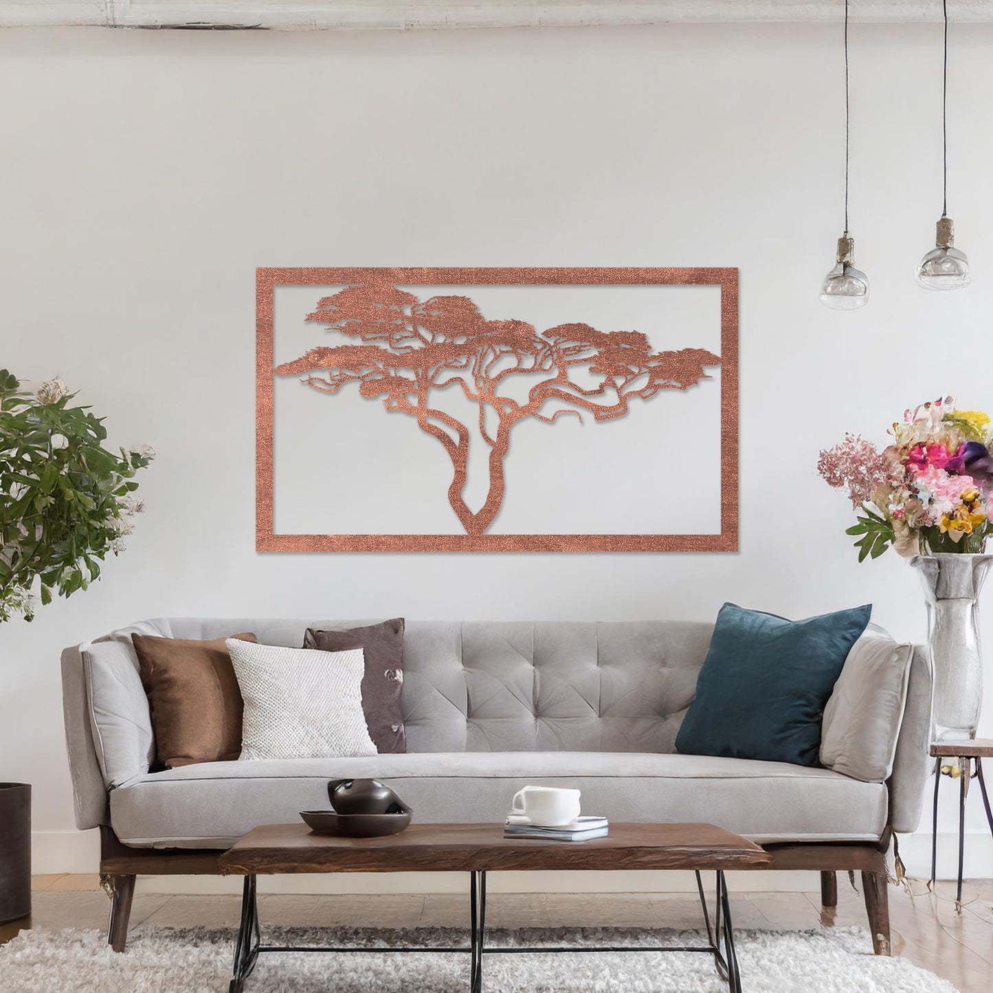 Wooden African Tree Wall Art Contemporary Living Room Hanging Decor